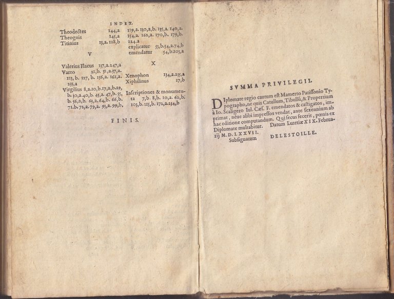 CATULLI TIBULLI PROPERTI nova editio Iosephus Scaligeri CASTIGATIONES 1577 Libro