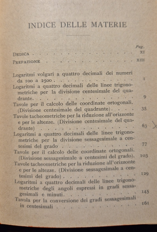 Celerimensura tavole logaritmiche tacheometriche di borletti 1913 hoepli libro