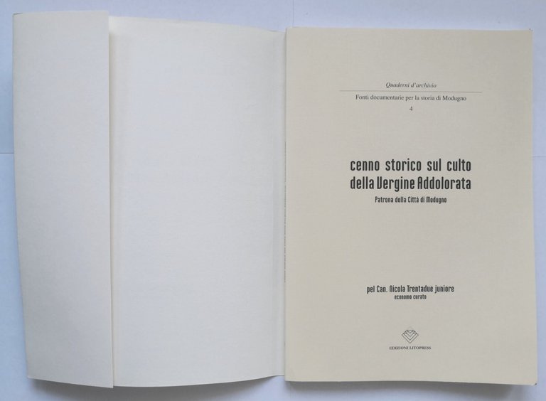 CENNO STORICO SUL CULTO DELLE VERGINE ADDOLORATA di Nicola Trentadue …