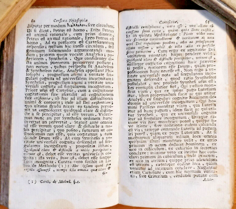 CENSURA PHILOSOPHIAE CARTESIANAE di Petri Danielis Huetii 1728 Huet Pierre …