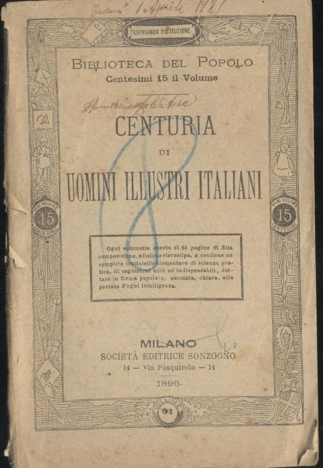 CENTURIA DEGLI UOMINI ILLUSTRI ITALIANI - Sonzogno biblioteca del popolo …