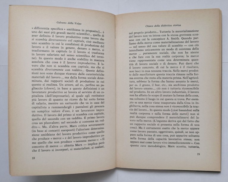 CHIAVE DELLA DIALETTICA STORICA di Galvano della Volpe 1964 Samonà …
