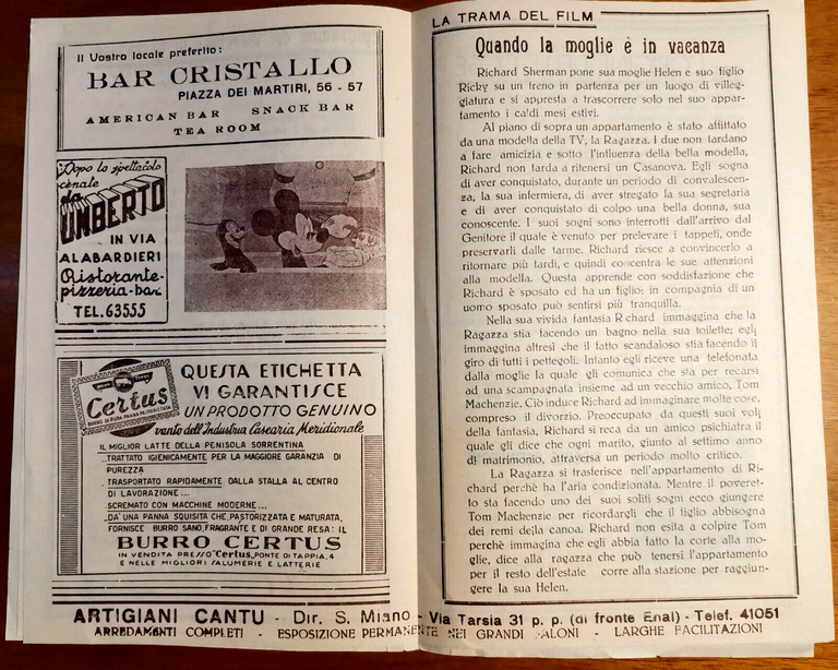 CINEMA METROPOLITAN NAPOLI 1955 Locandina Depliant pubblicità film Originale