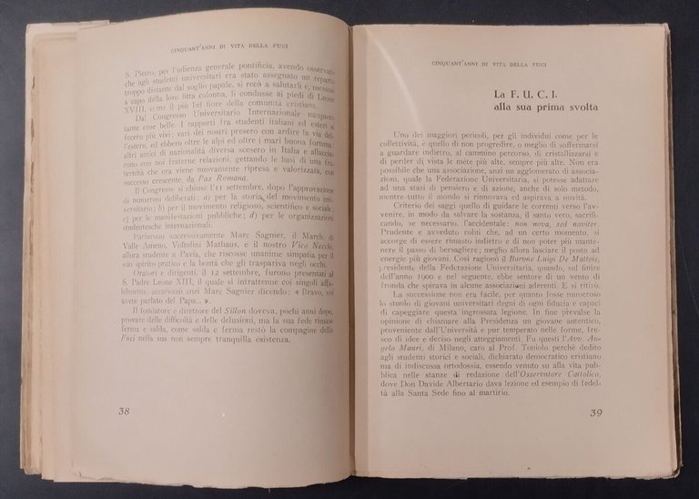 CINQUANT'ANNI DI VITA DELLA FUCI di Guido Anichini 1947 Studium …