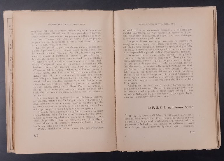 CINQUANT'ANNI DI VITA DELLA FUCI di Guido Anichini 1947 Studium …