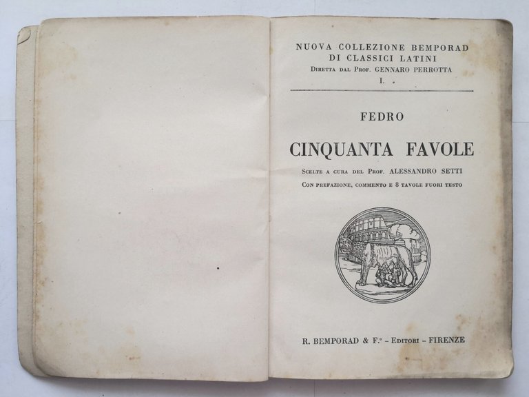 CINQUANTA FAVOLE SCELTE di Fedro a cura Alessandro Setti 1938 …