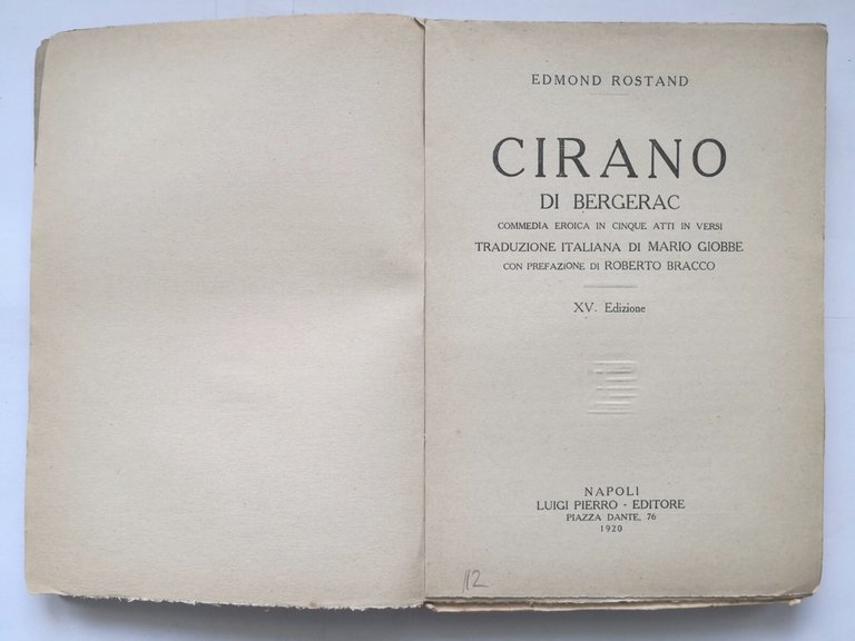 CIRANO DI BERGERAC Edmond Rostand 1920 Luigi Pierro Libro commedia …