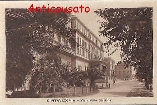CIVITAVECCHIA VIALE DELLA STAZIONE CARTOLINA ORIGINALE VINTAGE non viaggiata