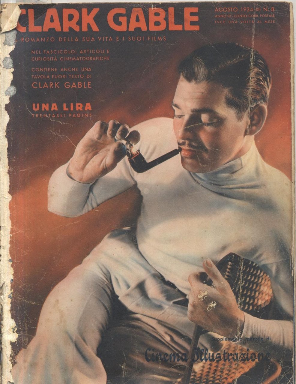 CLARK GABLE Supplemento Rivista Cinema Illustrazione agosto 1934 Topolino