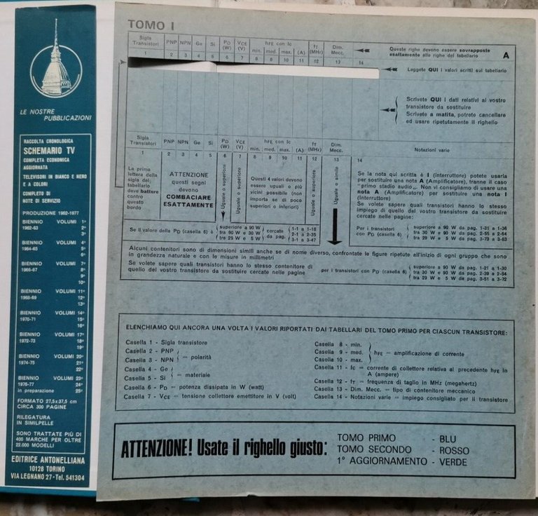 CLASSIFICATORE UNIVERSALE DEI TRANSISTORI 3 volumi libro elettrotecnica sui