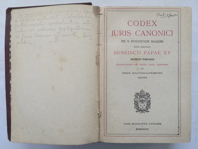 CODEX IURIS CANONICI PII X Pontificis Maximi 1933 Polyglottis Vaticanis …