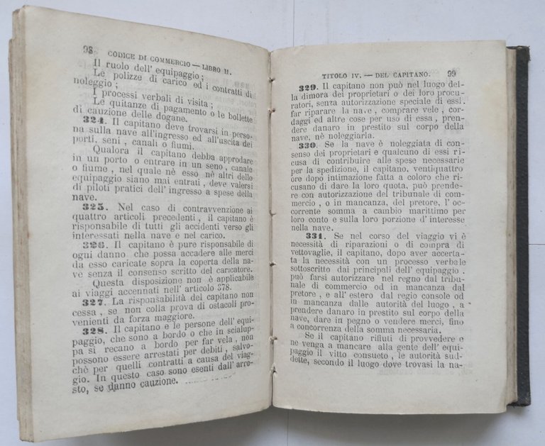 CODICE DI COMMERCIO DEL REGNO D'ITALIA 1871 Stamperia Governativa Libro …