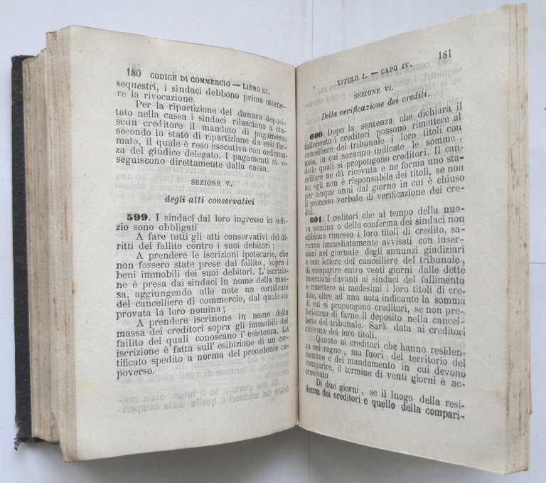 CODICE DI COMMERCIO DEL REGNO D'ITALIA 1871 Stamperia Governativa Libro …