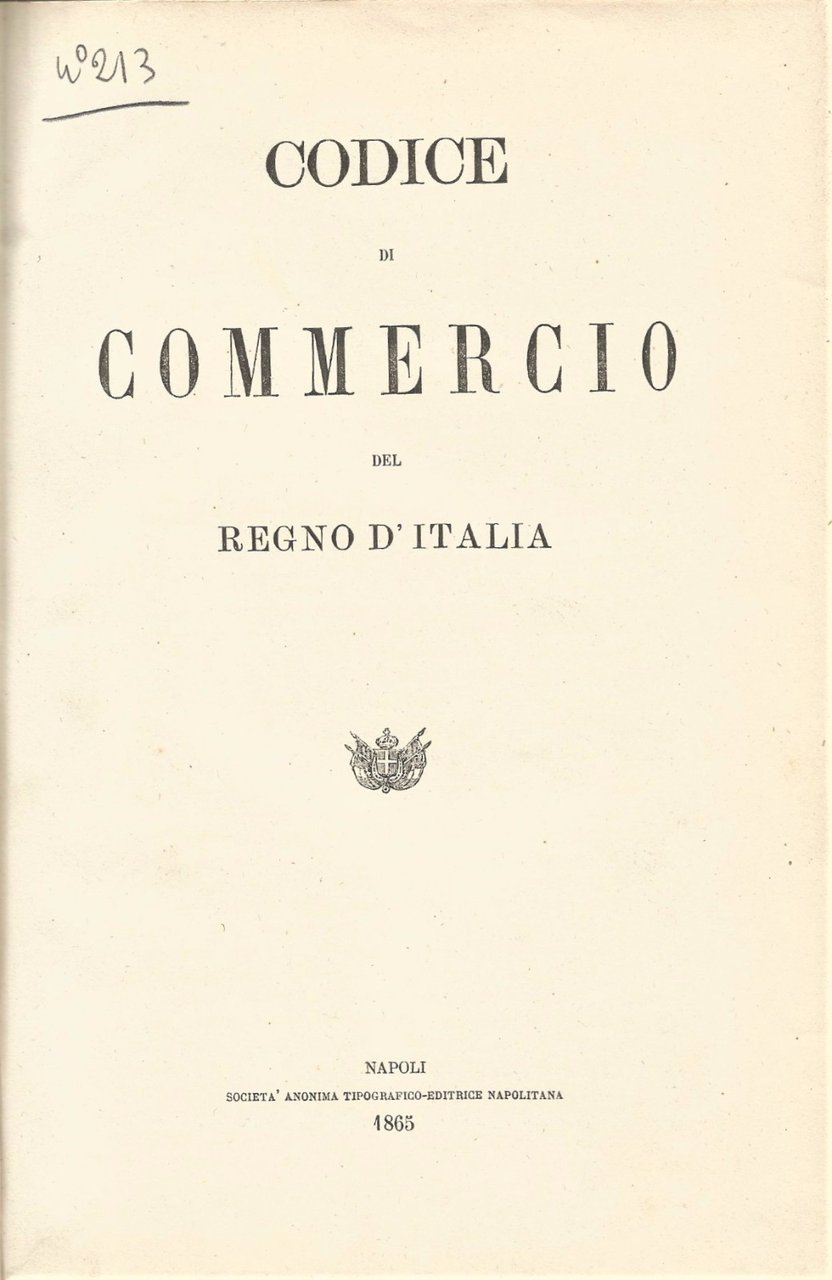 CODICE DI COMMERCIO MARINA MERCANTILE PROCEDUTA CIVILE REGNO D ITALIA …