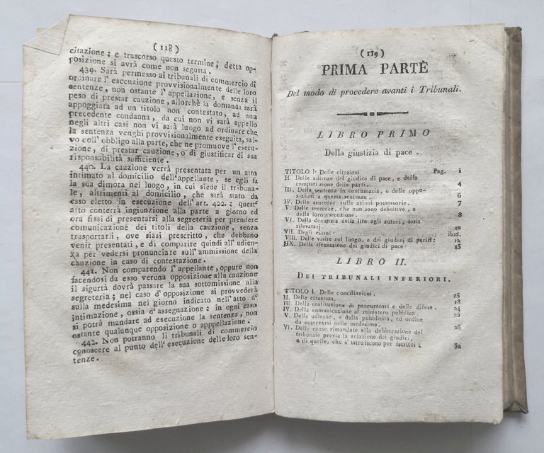 CODICE DI PROCEDURA CIVILE tomo I 1809 Gennaro De Turris …