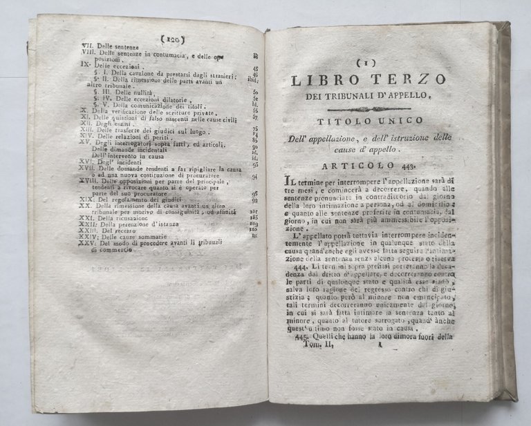 CODICE DI PROCEDURA CIVILE tomo I 1809 Gennaro De Turris …