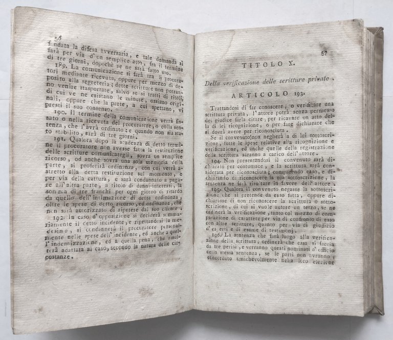 CODICE DI PROCEDURA CIVILE tomo I 1809 Gennaro De Turris …