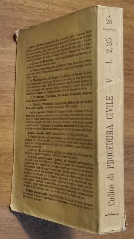 CODICE DI PROCEDURA CIVILE Volume 5 Verbali Precedenti Legislativi 1889 …