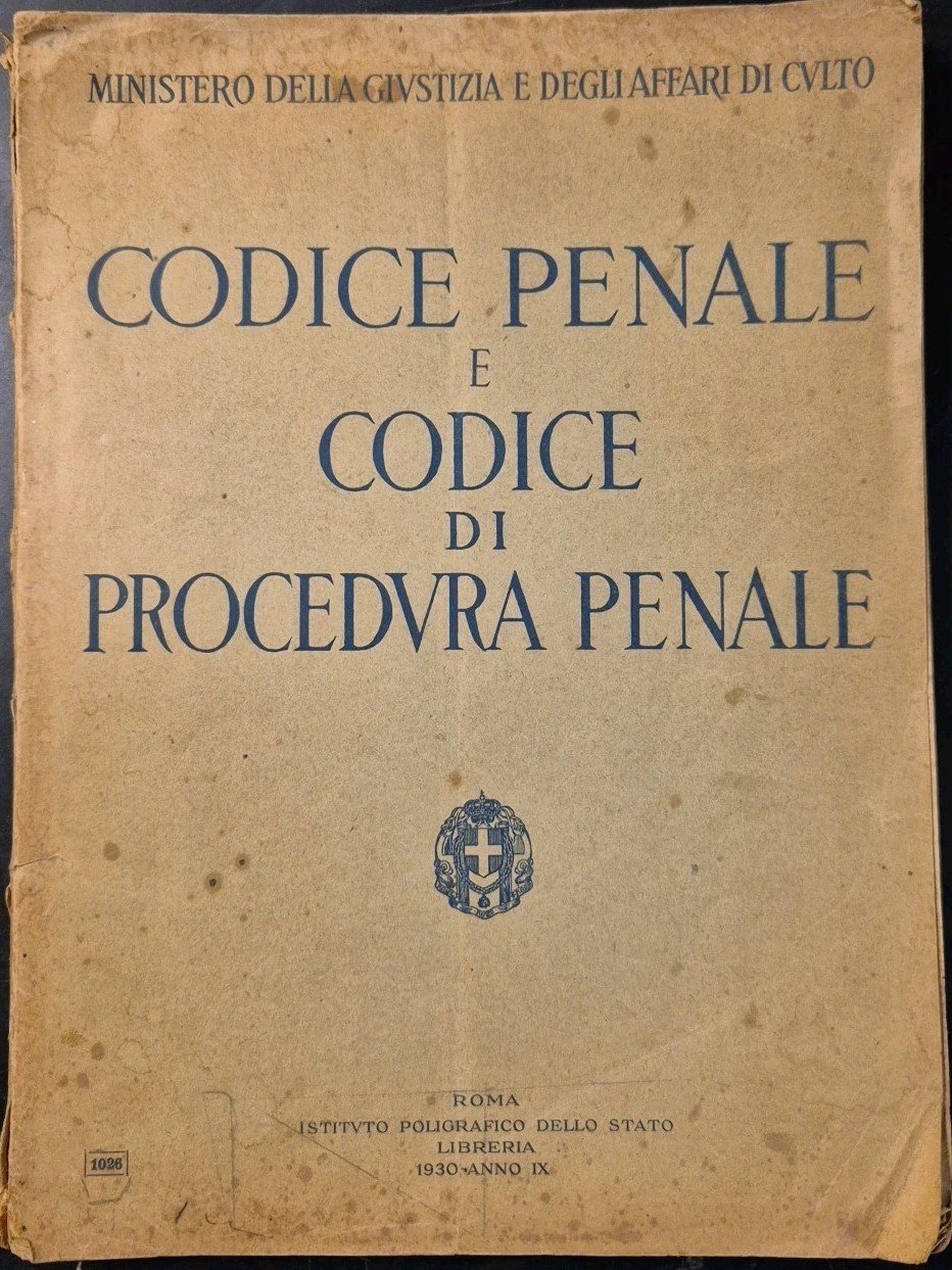 CODICE PENALE E PROCEDURA 1930 Poligrafico dello Stato Ministero Giustizia …