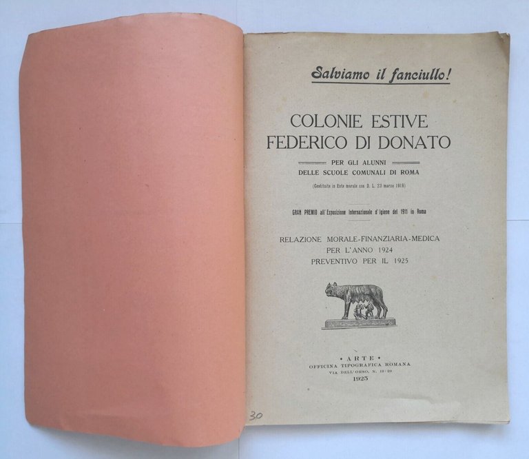 COLONIE ESTIVE FEDERICO DI DONATO 1925 per alunni scuole comunali …