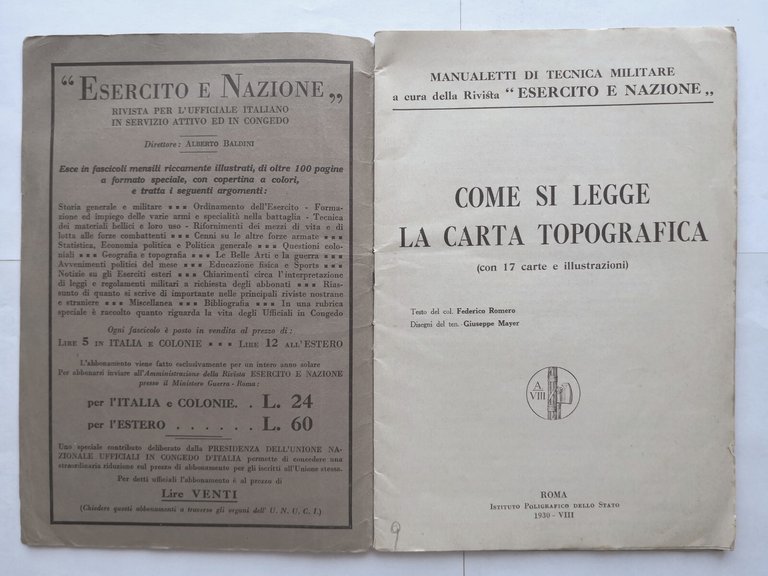 COME SI LEGGE LA CARTA TOPOGRAFICA di Federico Romero 1930 …