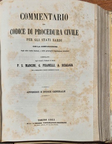 COMMENTARIO DEL CODICE DI PROCEDURA CIVILE STATI SARDI 6 volumi …