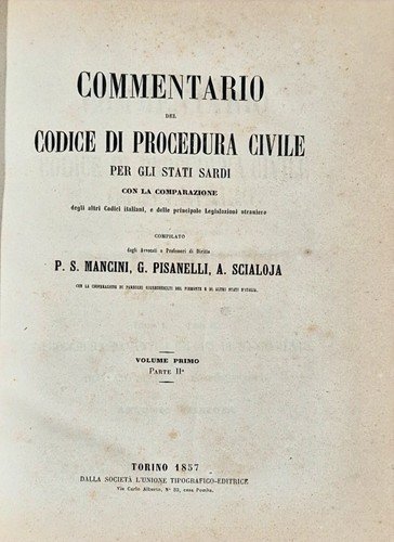 COMMENTARIO DEL CODICE DI PROCEDURA CIVILE STATI SARDI 6 volumi …