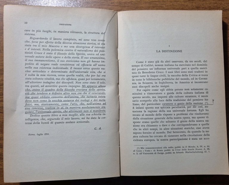 COMMENTO A CROCE di Carlo Antoni 1956 Neri Pozza libro