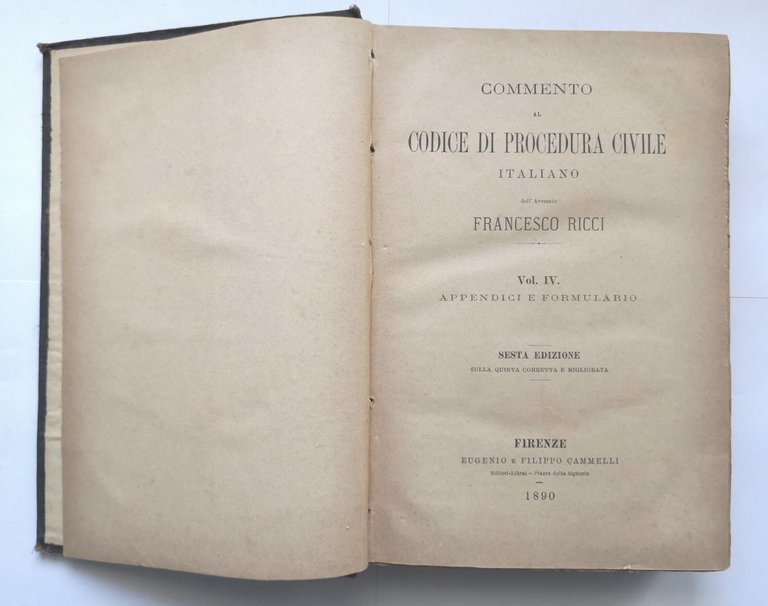 COMMENTO AL CODICE DI PROCEDURA CIVILE ITALIANO Francesco Ricci volume …