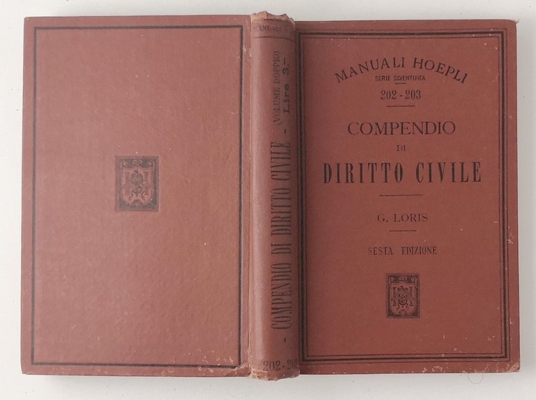 COMPENDIO DI DIRITTO CIVILE di Giorgio Loris 1914 Hoepli manuali …