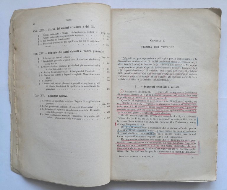 COMPENDIO DI MECCANICA RAZIONALE I Parte Levi Civita Amaldi 1946 …