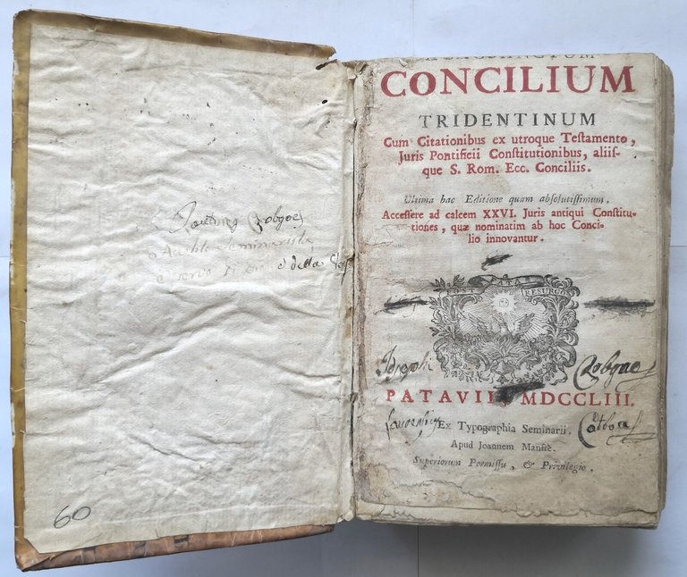 CONCILIUM TRIDENTINUM 1753 Ex Typographia Seminarii Joannem Manfrè libro antico