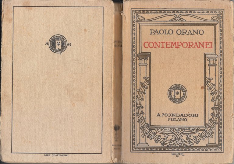 CONTEMPORANEI Di Paolo Orano 1928 Mondadori Libro Biografia Letteratura saggio