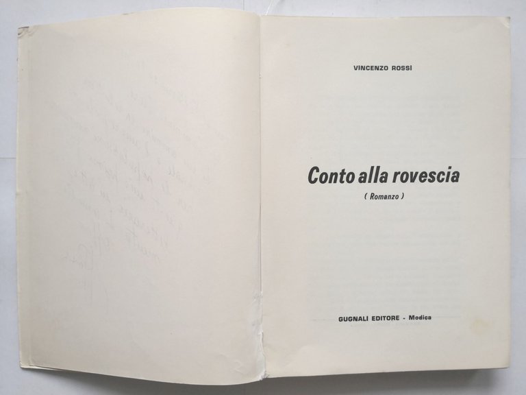 CONTO ALLA ROVESCIA romanzo di Vincenzo Rossi 1973 Gugnali Libro …