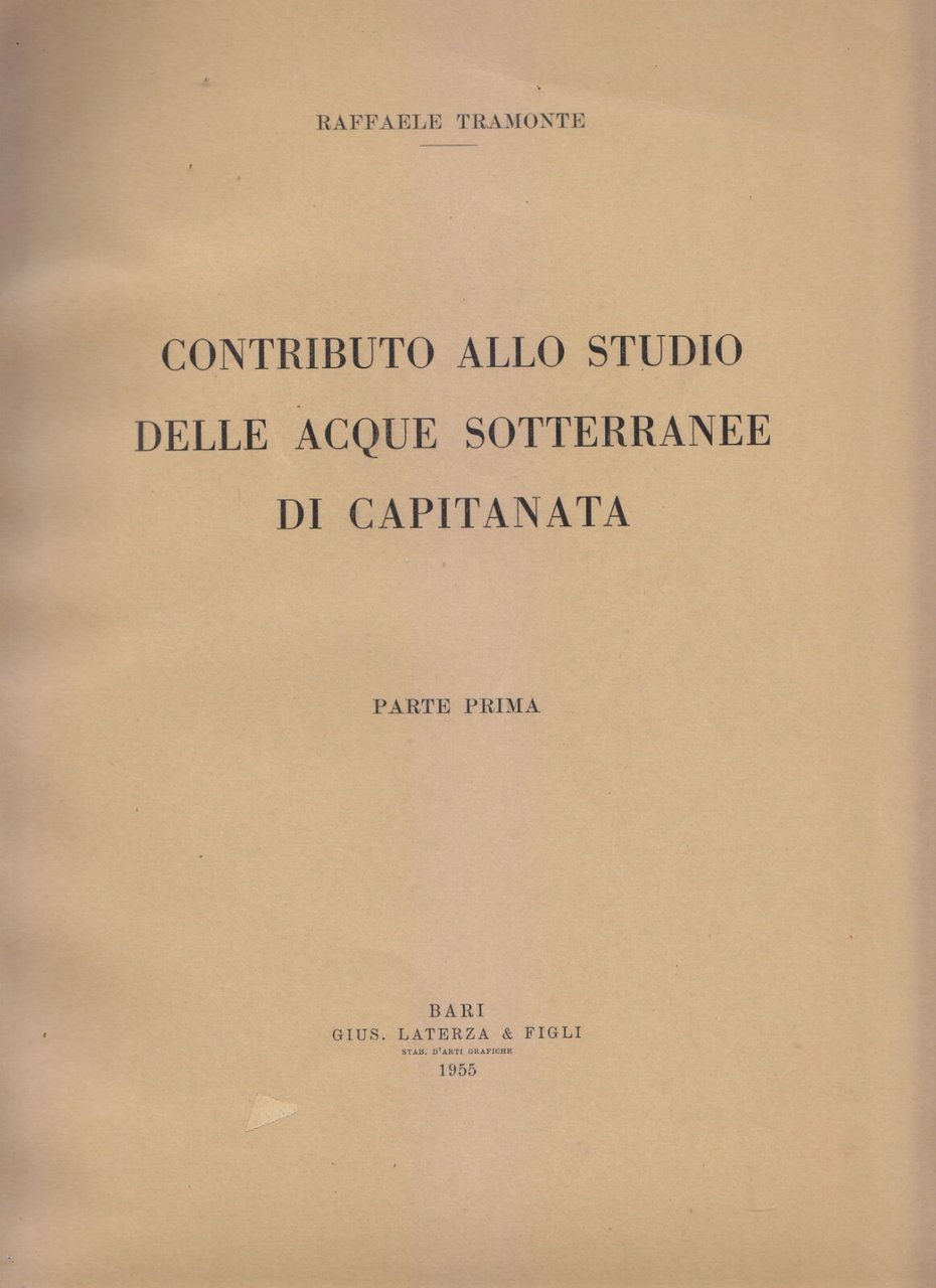 CONTRIBUTO ALLO STUDIO DELLE ACQUE SOTTERRANEE DI CAPITANATA 3 volumi …