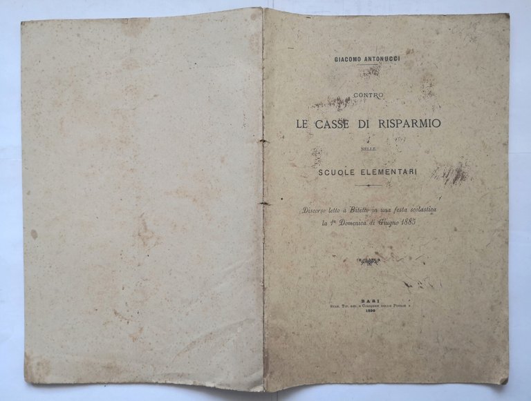 CONTRO LE CASSE DI RISPARMIO NELLE SCUOLE ELEMENTARI Antonucci 1890 …