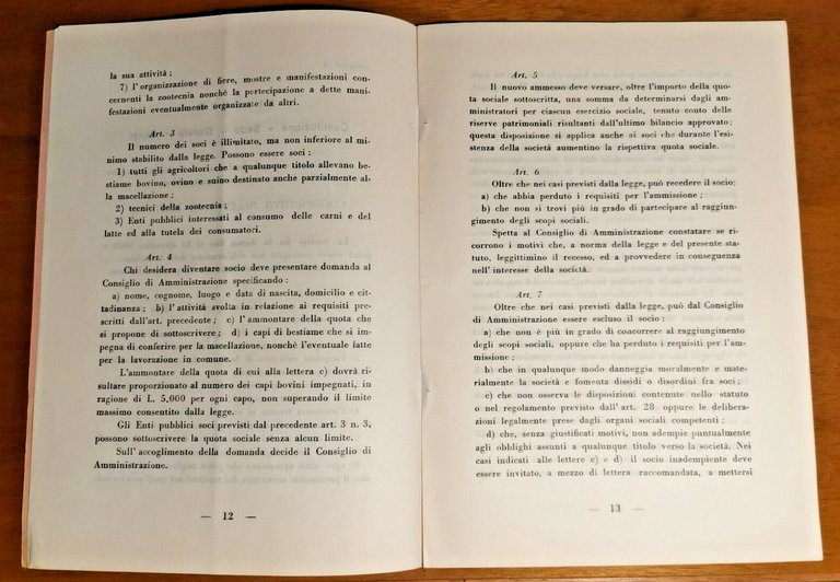 COOPERATIVA ALLEVATORI BESTIAME LECCE atto costitutivo e statuto 1959 CAB …
