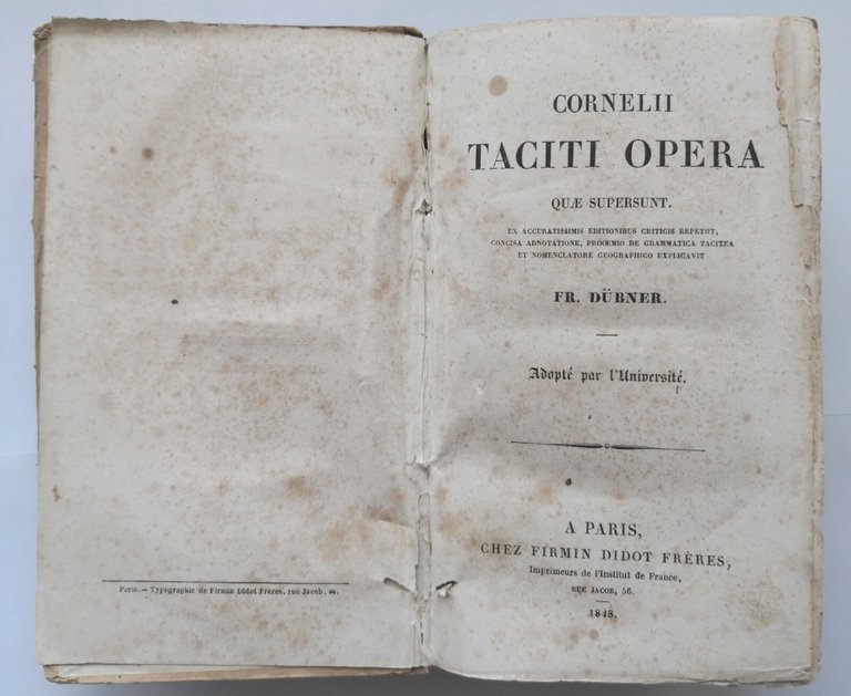 CORNELII TACITI OPERA QUAE SUPERSUNT 1848 Firmin Didot Frères Libro …