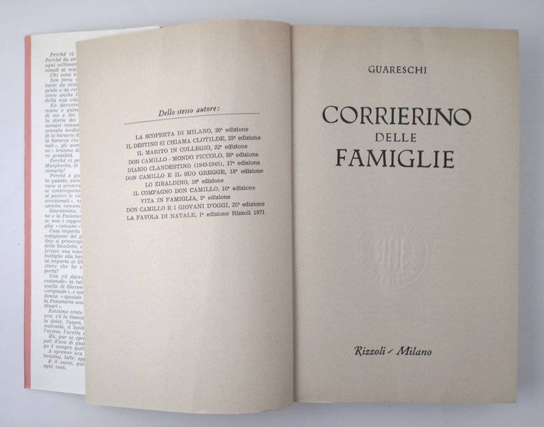 CORRIERINO DELLE FAMIGLIE di Giovanni Guareschi 1972 Rizzoli Libro