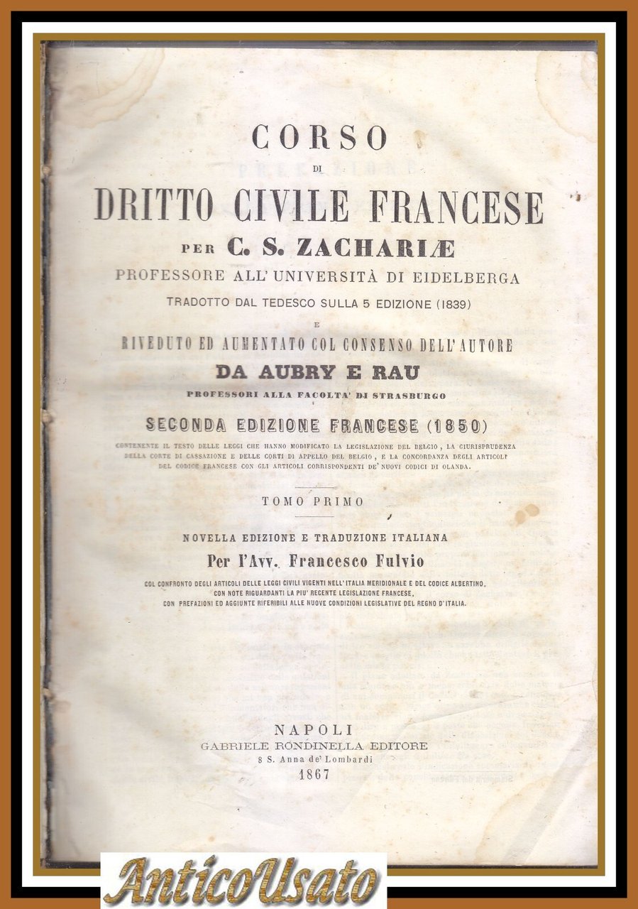 CORSO DI DIRITTO CIVILE FRANCESE Zachariae 3 volumi in 1 …