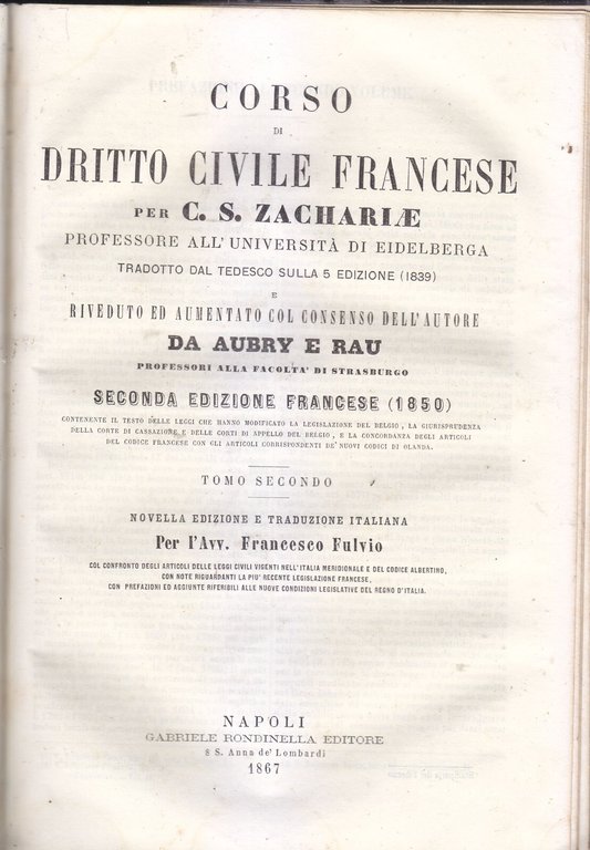 CORSO DI DIRITTO CIVILE FRANCESE Zachariae 3 volumi in 1 …