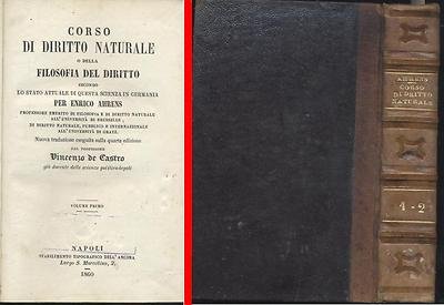 CORSO DI DIRITTO NATURALE di Enrico Ahrens 2 volumi 1860 … | Immagine principale