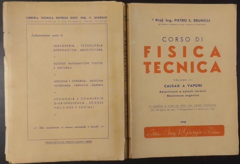CORSO DI FISICA TECNICA VOLUME 3 CALDAIE A VAPORE Brunelli …