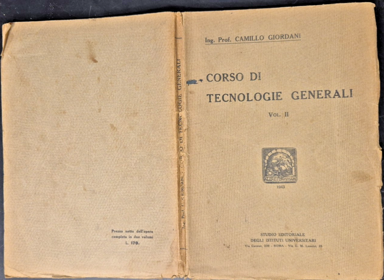 CORSO DI TECNOLOGIE GENERALI volume 2 Camillo Giordani 1943 Libro … | Immagine Gallery 2