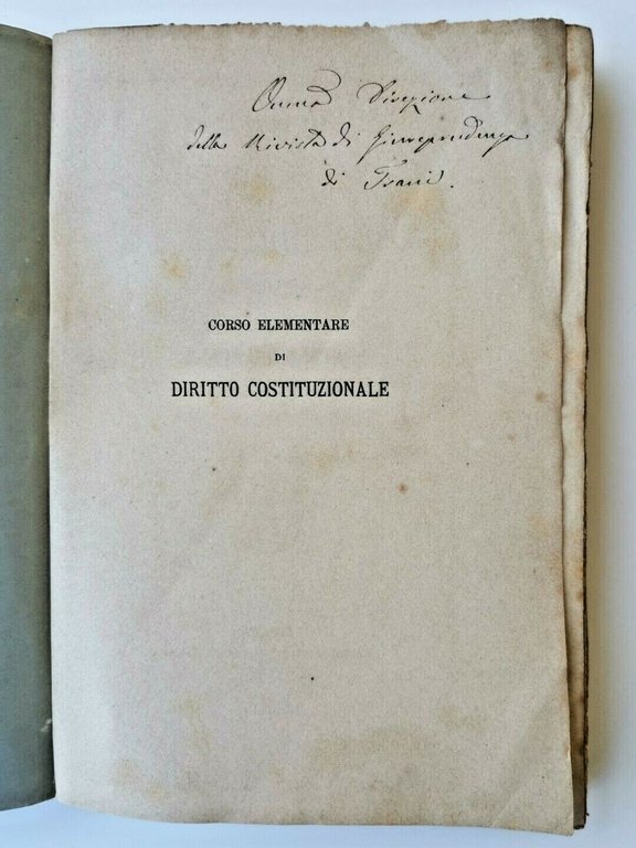 CORSO ELEMENTARE DI DIRITTO COSTITUZIONALE di Mario De Mauro 1881 …