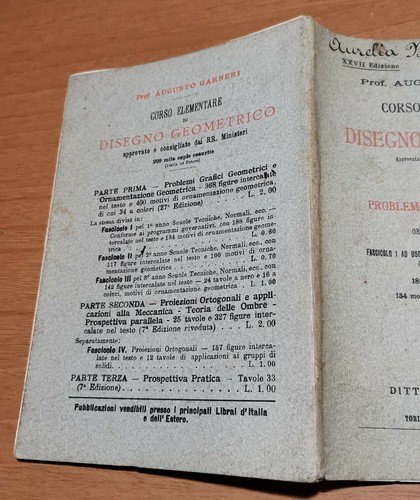 CORSO ELEMENTARE DI DISEGNO GEOMETRICO parte I di Augusto Garneri …