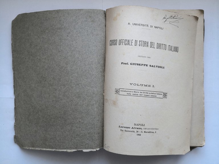 CORSO UFFICIALE DI STORIA DEL DIRITTO ITALIANO Giuseppe Salvioli volume …
