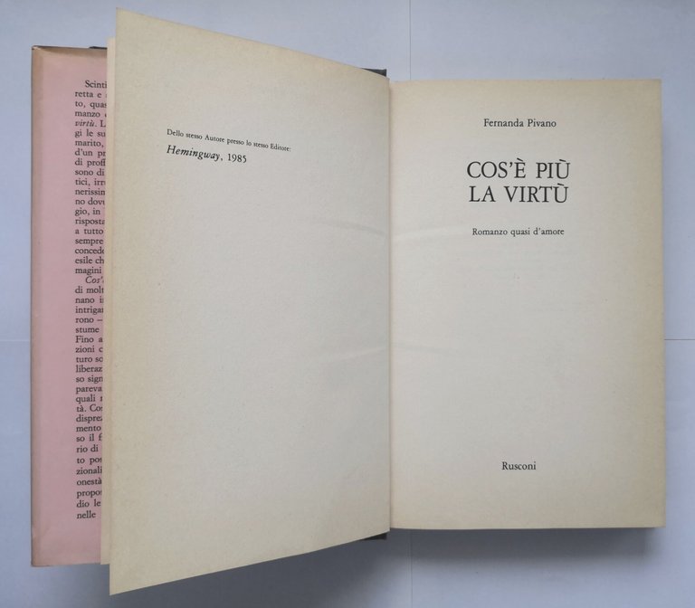 COS'È PIÙ LA VIRTÙ di Fernanda Pivano 1986 Rusconi libro …