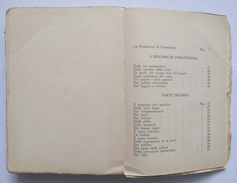 COSÌ PARLÒ ZARATHUSTRA di Federico Nietzsche 1937 Apuana libro filosofia