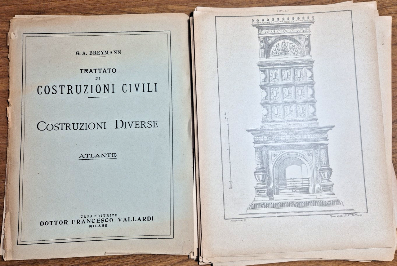 COSTRUZIONI DIVERSE Atlante di Breymann 1931 Libro TRATTATO COSTRUZIONI CIVILI